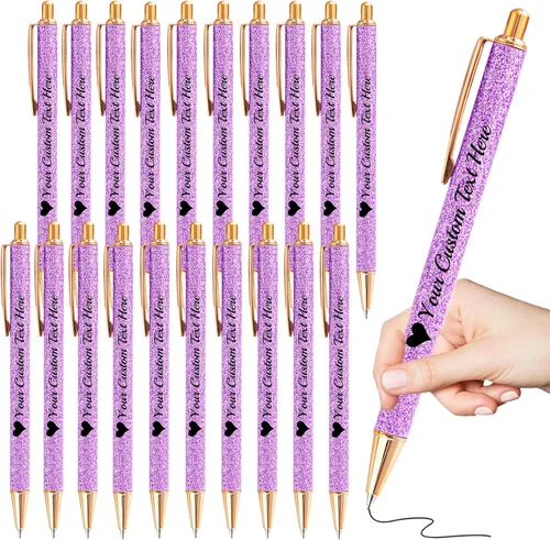 Vista 43 de Bolígrafos personalizados con purpurina con nombre a granel, 10 unidades, bolígrafos personalizados con punta de lápiz digital para mujeres y niñas