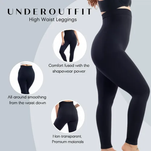 Vista 4 de Underoutfit Compression Leggings, High Waisted Tummy Control Leggings for Women