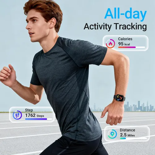 Vista 5 de Fitpolo Reloj inteligente, rastreador de fitness AMOLED de 1.85 pulgadas con llamada Bluetooth, monitor de frecuencia cardíaca/sueño/SPO₂, más