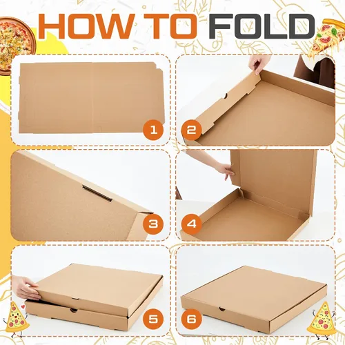 Vista 3 de Fullhawl 10 cajas de pizza de 14 x 14 pulgadas, caja de pizza corrugada marrón, resistente a la grasa, cajas de embalaje para tartas caseras