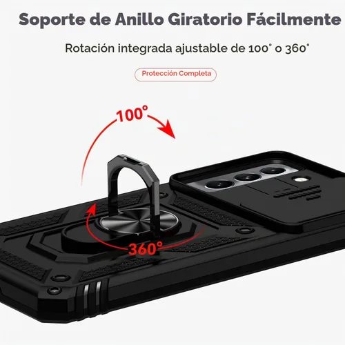 Vista 6 de Funda para Samsung Galaxy S22 con cubierta para lente de cámara, protector de pantalla HD, doble capa de grado militar, probada contra caídas