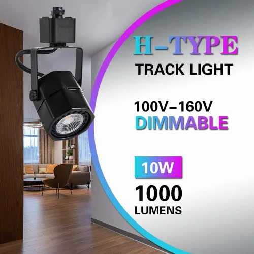 Vista 2 de Cabezales de luces LED de pista de 10 W, cabezales de iluminación de riel tipo H, foco de techo regulable para tareas de acento, iluminación