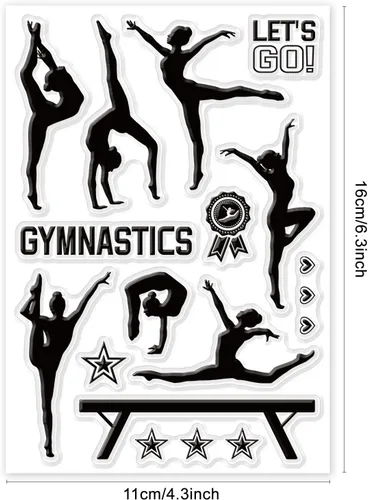 Vista 6 de GLOBLELAND Sellos transparentes de gimnasia con temática deportiva, silueta humana, silicona transparente, sellos humanos para manualidades, álbumes