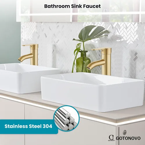 Vista 2 de gotonovo Grifo para Lavabo Vessel Grifo de Baño Moderno de 1 Orificio Montaje en Cubierta Lavatorio Tocador Grifo Mezclador de Una Sola Manija