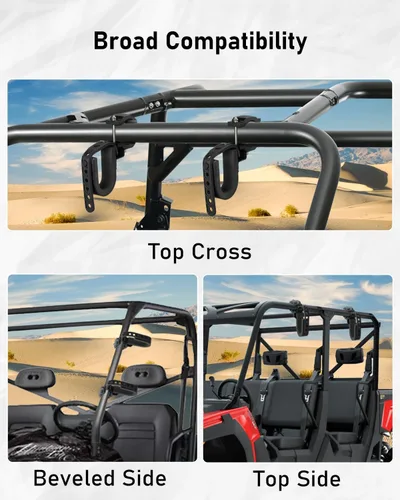 Vista 6 de Belinous Soporte para Armas UTV, Rack para Armas UTV Rack para Arco Soporte para Pala se Ajusta a Barras de Rollo de 1.75"- 2" Compatible