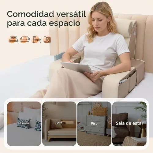 Vista 7 de Vekkia Almohada de lectura de 21 pulgadas para sentarse en la cama, almohada ergonómica de cuña trasera de 60° con espuma de múltiple densidad