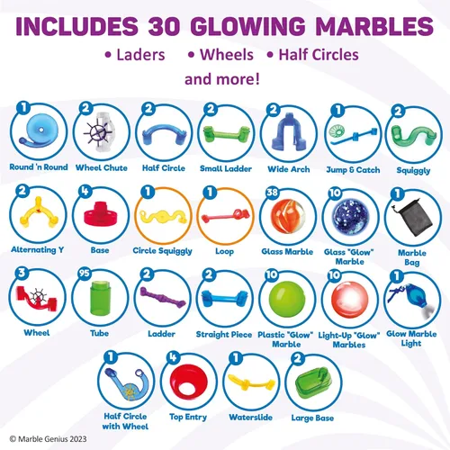 Vista 5 de Marble Genius Glow Marble Run Super Set - 200 piezas completas + aplicación de instrucciones gratuita y manual de instrucciones a todo