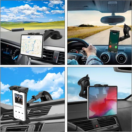 Vista 7 de Xishwon Car Dashboard & Windshield Tablet Mount Holder, 360° Rotation Window Dash Stand for iPad Pro 12.9/11/10.5/9.7/Air/Mini, Galaxy Tab