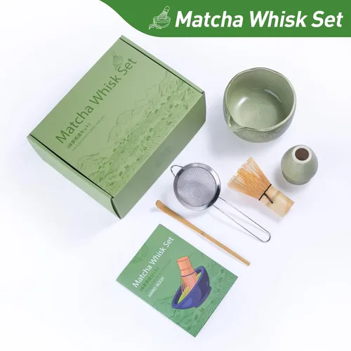 Vista 2 de HOTTOR Juego de batidor de matcha, kit de matcha de 5 piezas con cuenco