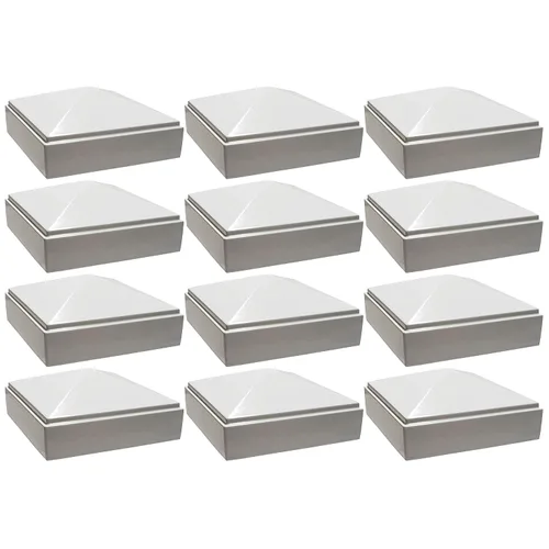 Vista 12 de Tapa de poste piramidal de aluminio de 2 x 2 pulgadas para postes de metal, ajuste a presión, color blanco con recubrimiento en polvo, resistente al