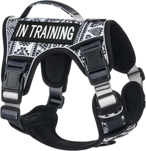 Vista 23 de Arnés para perro sin tirones para perros de tamaño pequeño, chaleco ajustable para caminar fácilmente, material Oxford transpirable, tiras Verde