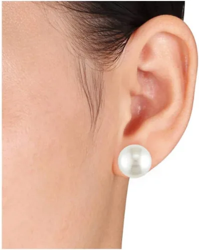 Vista 13 de ALYC Pearl Earrings Freshwater Pearl White Button Stud Earrings with 925 Sterling Silver for Women