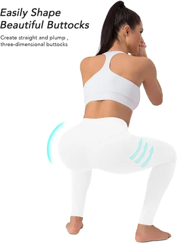 Vista 3 de Auu Pantalones de yoga para mujer, leggings de entrenamiento de cintura alta con bolsillos, pantalones largos elásticos casuales para correr