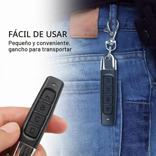 Vista 2 de Control remoto universal para puerta de 433 mhz, control remoto de puerta, clonación, control remoto, 4 botones, control remoto de clonación