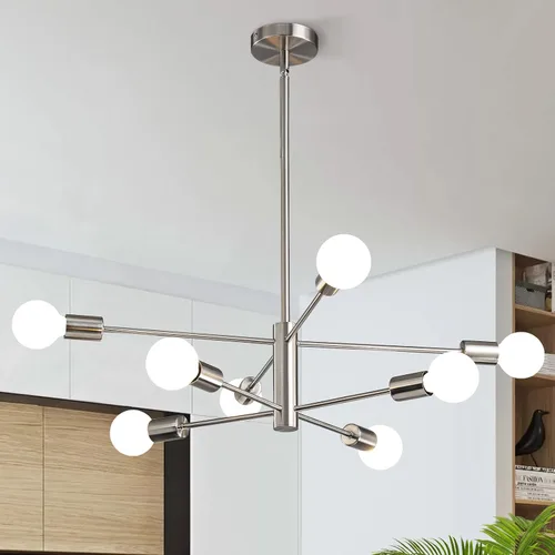 Vista 21 de KAISITE - Candelabro Moderno Sputnik - Candelabro de 6 Luces con Ajuste de Altura, Acabado en Negro y Oro para Cocina, Dormitorio y Vestíbulo