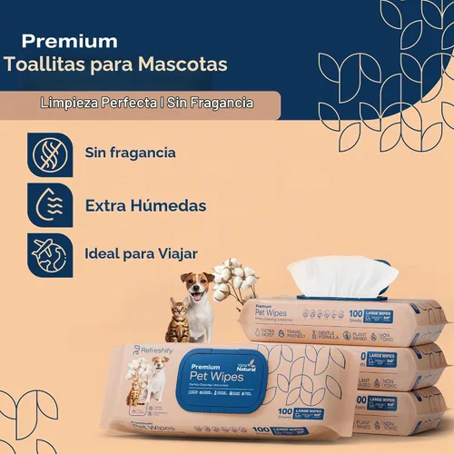 Vista 2 de Toallitas para perros para patas y glúteos (400 unidades) toallitas