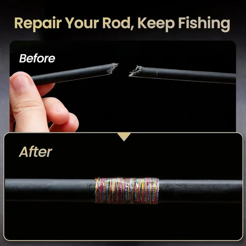 Vista 5 de FishTrip Kit de reparación de caña de pescar completo con epoxi, kit de construcción de palos de fibra de carbono de 10 piezas, pegamento AB, hilo