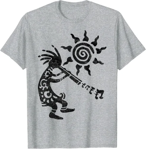 Vista 41 de Native American Kokopelli Musican With Flute 2 - Camiseta divertida para fanáticos, Blanco, S