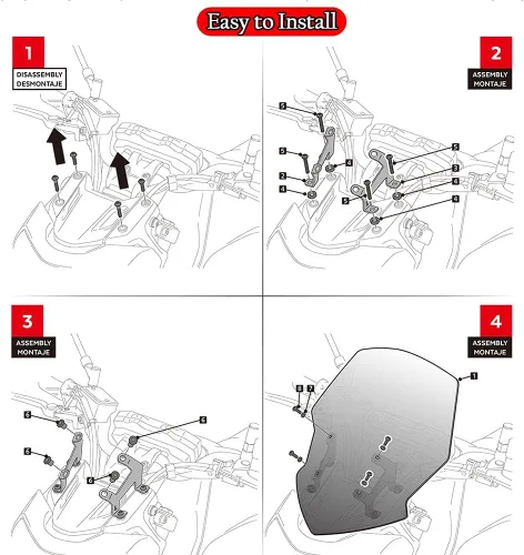 Vista 5 de GLoyer Motorcycle Windshield Compatible with Yamaha MT-07 FZ-07 MT07 FZ07 2018 2019 2020 Motorycle Windshield WindScreen Double Bubble Wind Screen