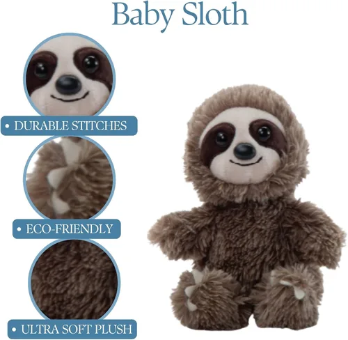 Vista 3 de The Petting Zoo Peluche de perezoso, regalos para niños, animales del zoológico Wild Onez Babiez, juguete de peluche de perezoso de 6 pulgadas
