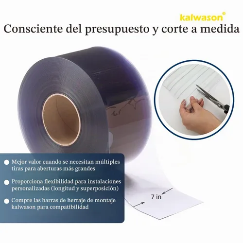 Vista 5 de Cortina de puerta de tira de plástico, PVC plano transparente, 40