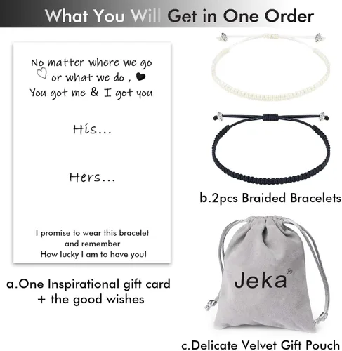 Vista 6 de Jeka Pulseras a juego para parejas, promesa de distancia, novio, novia, novio y novia, pulseras para parejas