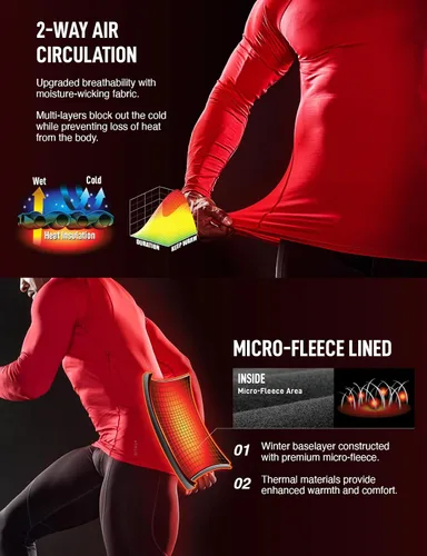 Vista 5 de ATHLIO 2 or 3 Pack Men's Thermal Long Sleeve Compression Shirts, TurtleMock Winter Sports Base Layer, Active Running Shirt