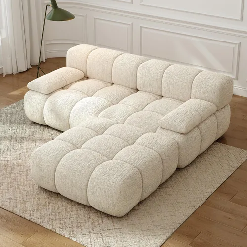 Vista 16 de Settab Sofá modular de nube modular de 118.5 pulgadas con otomana móvil, sofá de pana moderno de 4 asientos, asiento profundo, sofá sin hueso
