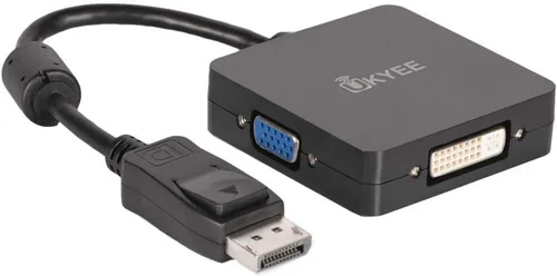 Vista 6 de Adaptador DisplayPort a HDMI VGA DVI, convertidor 3 en 1, 1080P@60Hz, macho a hembra, negro