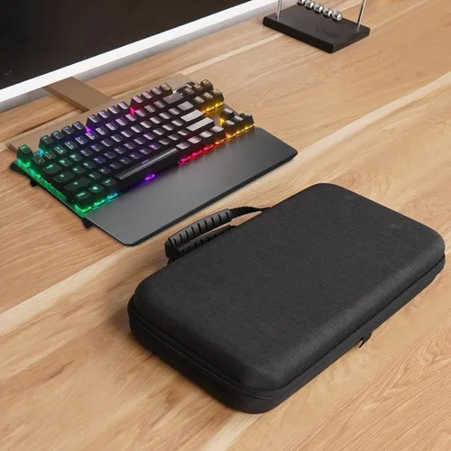 Vista 6 de Linkidea Funda de viaje rígida y portátil compatible con TKL Tenkeyless inalámbrico o con cable, funda de transporte para computadora de 87 llaves