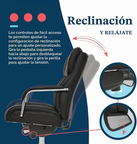 Vista 7 de La-Z-Boy Sutherland CHR10048A - Silla giratoria ergonómica de piel Negro