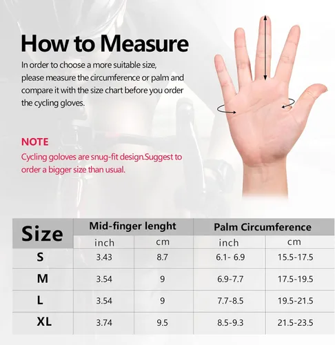 Vista 6 de NICEWIN Cycling Bike Gloves Men Women, Padded Anti-Slip Mountain Bike Gloves, Touch Screen Full Finger Road Bicycle Biking Gloves
