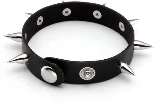 Vista 8 de Pulsera de cuero para hombre y mujer, pulsera punk, pulsera de rock, trenzada, con remaches, pulsera ajustable