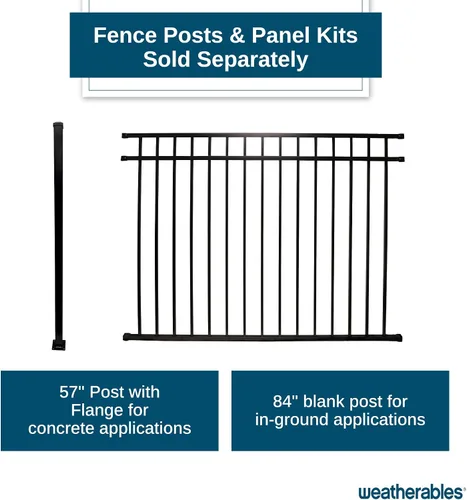 Vista 6 de Kit de puerta de aluminio ciprés Weatherables – Kit de bricolaje para cercas de patio y jardín, hecho con aluminio recubierto de polvo duradero que