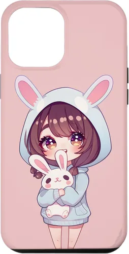 Vista 25 de Anime Girl With Bunny Kawaii Easter Japanese Otaku Girl Case for iPhone 16
