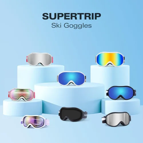 Vista 7 de Supertrip Gafas de esquí para hombres y mujeres, antivaho para nieve, protección UV, gafas de snowboard para adultos y jóvenes