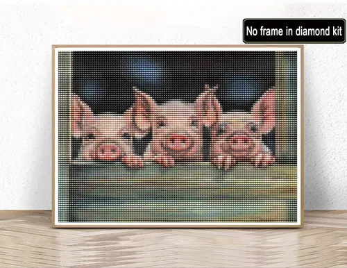 Vista 2 de Kaliosy Kits de arte de diamantes 5D para adultos, kits de cerdo por números, pintura de diamantes de animales para bricolaje, taladro completo