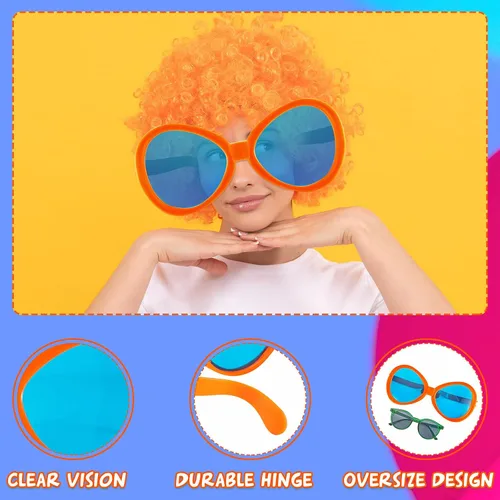 Vista 4 de 2 lentes de sol gigantes de payaso divertidos accesorios de sol de fiesta para adultos, plástico novedoso para festivales y vacaciones