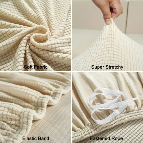 Vista 3 de Aedlcal Fundas para sofá, fundas para sofá modular, 2 piezas, fundas elásticas de jacquard para sofá, funda antideslizante en forma de L para sala