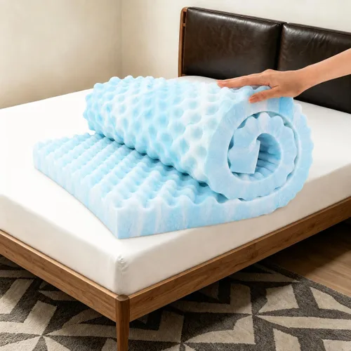 Vista 22 de OhGeni Cubrecolchón de espuma viscoelástica individual XL de 2 pulgadas con funda, funda de cama suave con base antideslizante, mejorado con gel