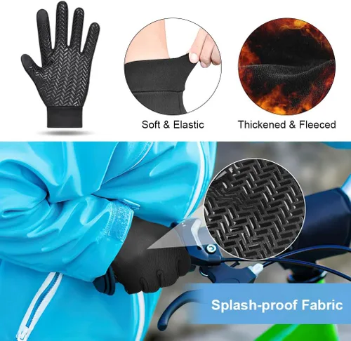 Vista 4 de EEFOW Guantes impermeables para pantalla táctil de invierno para niños guantes deportivos ligeros y cálidos para clima frío para niños de 6 a 12