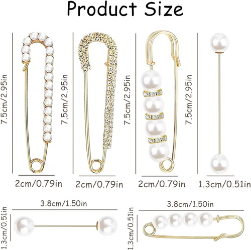 Vista 2 de 12 clips de chal para suéter retro, broches de perlas de cristal sintético para mujeres y niñas, accesorio de disfraz