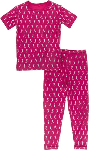 Vista 45 de KicKee Pants Conjunto de pijama de manga larga con estampado de piezas
