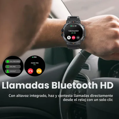 Vista 2 de Relojes inteligentes con pantalla IPS de 1.39 pulgadas para hombres, resistente y táctico, rastreador de actividad física con llamada