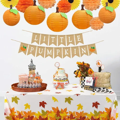Vista 5 de Mantel de hojas de otoño, 3 piezas, mantel de hoja de arce, cubierta de plástico para mesa de otoño para fiesta de Acción de Gracias, cosecha