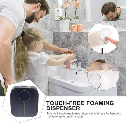 Vista 5 de Dispensador automático de jabón para manos, dispensador de jabón de manos espumoso sin contacto, contenedor de jabón para manos, para baño, cocina