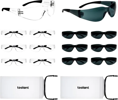 Vista 13 de toolant Bulk Safety Glasses with ANSI Z87.1 / UV 400 Standard, Clear and Smoke Grey