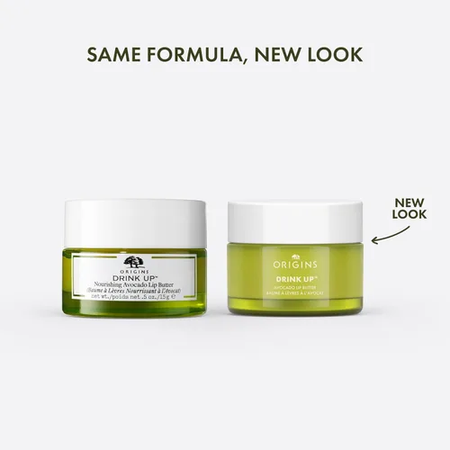 Vista 2 de Origins Drink Up Bálsamo labial de aguacate + tratamiento Rellena y suaviza los labios Con aceites y mantequillas derivados de plantas, 0.5 onzas