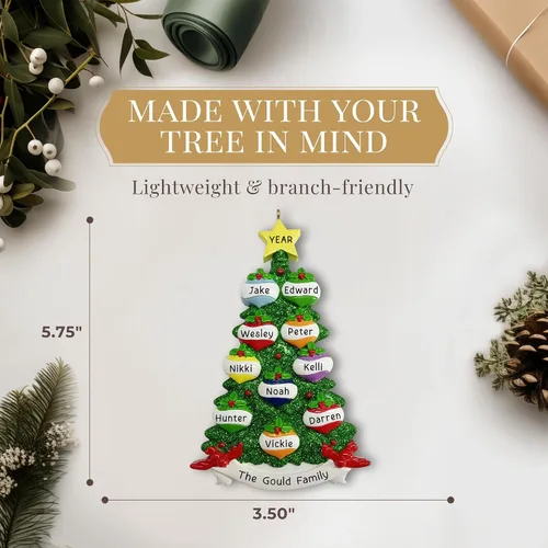 Vista 4 de Adorno Personalizado Grande para Familia de 10 Piezas 2025 Personalización Gratuita en 24h Adornos de Navidad para Árbol Recuerdo