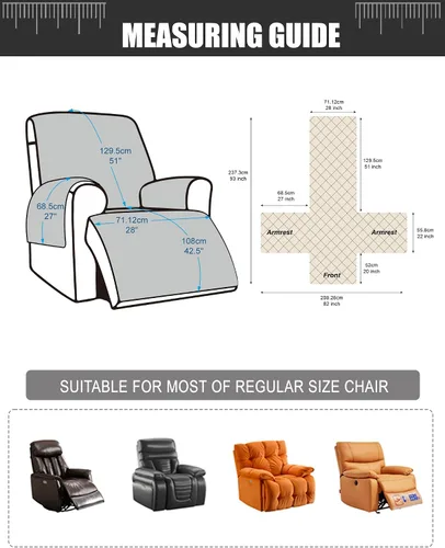Vista 2 de Funda impermeable para silla reclinable, fundas para silla reclinable de gran tamaño reversibles con bolsillo, fundas para silla reclinable